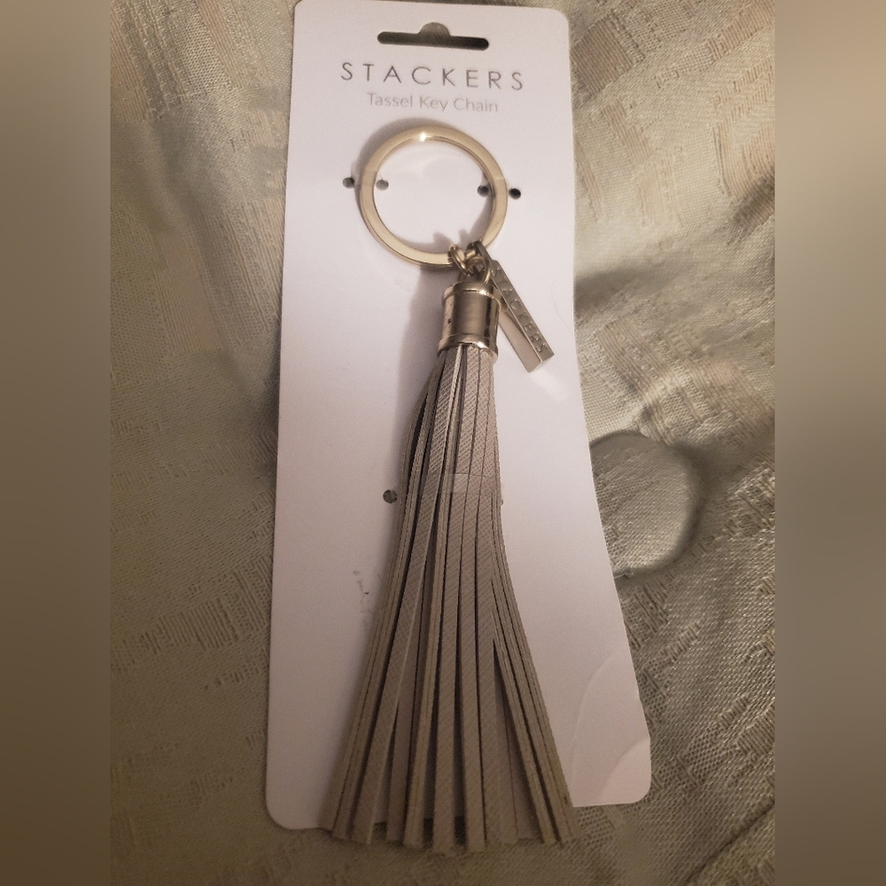 Key Chain Tassel by Stackers In Beige New
